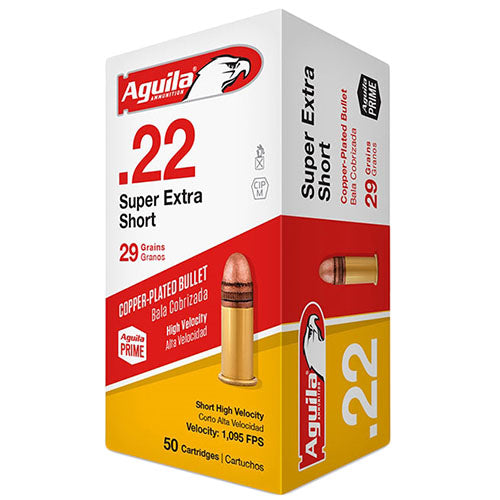 Aguila  .22 Short Extra High Velocity Ammunition 29 Grains Plated LRN Per 50 - RTP Armor