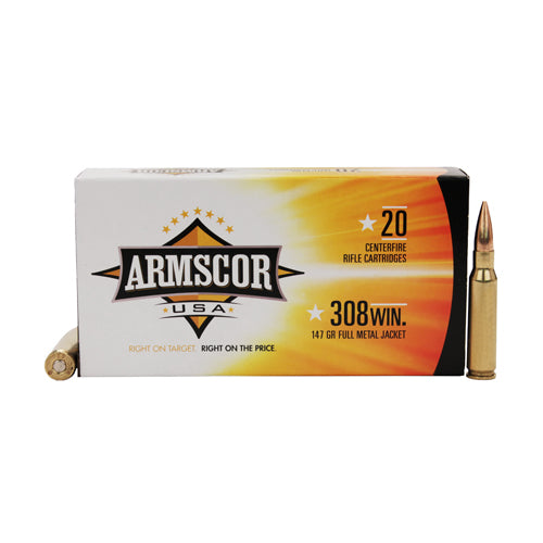 Armscor Precision .308 Winchester Ammunition FMJ 147 Gr (Per 20) - RTP Armor