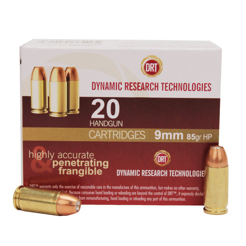 Dynamic Research Technologies 9mm Luger 85 Gr JHP Frangible (Per 20) - RTP Armor